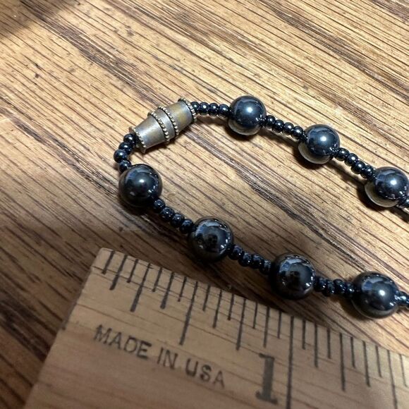 VTG Genuine Hematite Handcrafted Necklace Barrel Clasp 18” - Picture 4 of 4